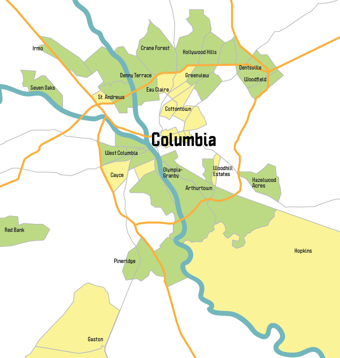 Columbia food deserts map